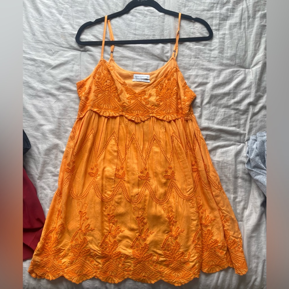 Urban Outfitters Detailed Orange Dress Short